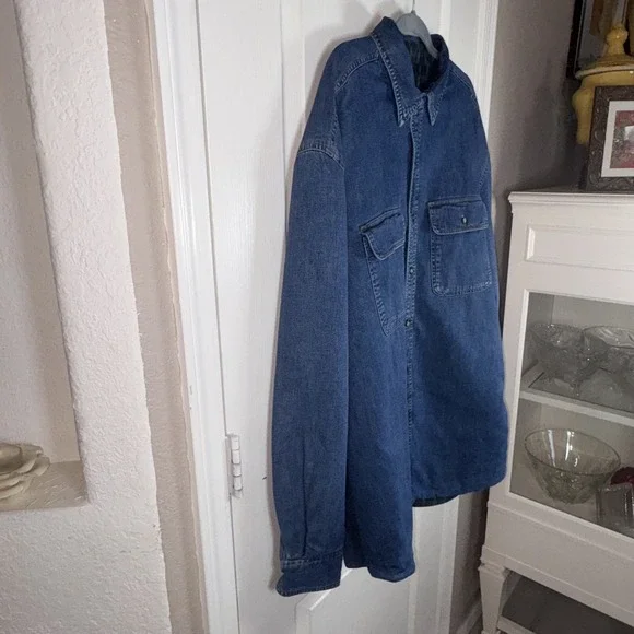 Banana Republic Men's XL‎ Denim Shacket Quilted Lined Heavy Cotton Jacket Blue - Picture 5 of 12
